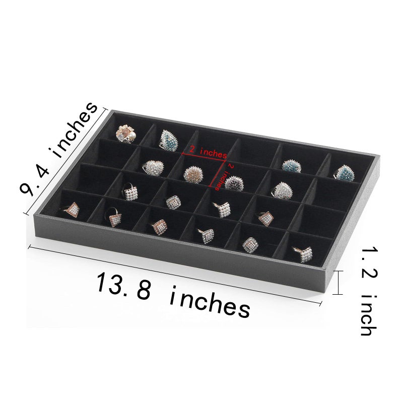 Stratalife Stackable Jewelry Tray 24 Grid Jewelry Organizer Tray Removable Jewelry Display Drawer Organizer Case Storage Showcase for Drawer (24 Grid) - Image 2